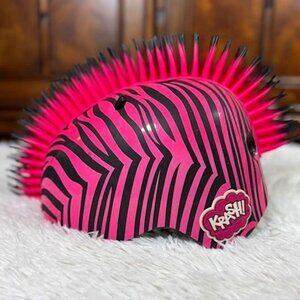 Krash Pink Zebra Mohawk Helmet